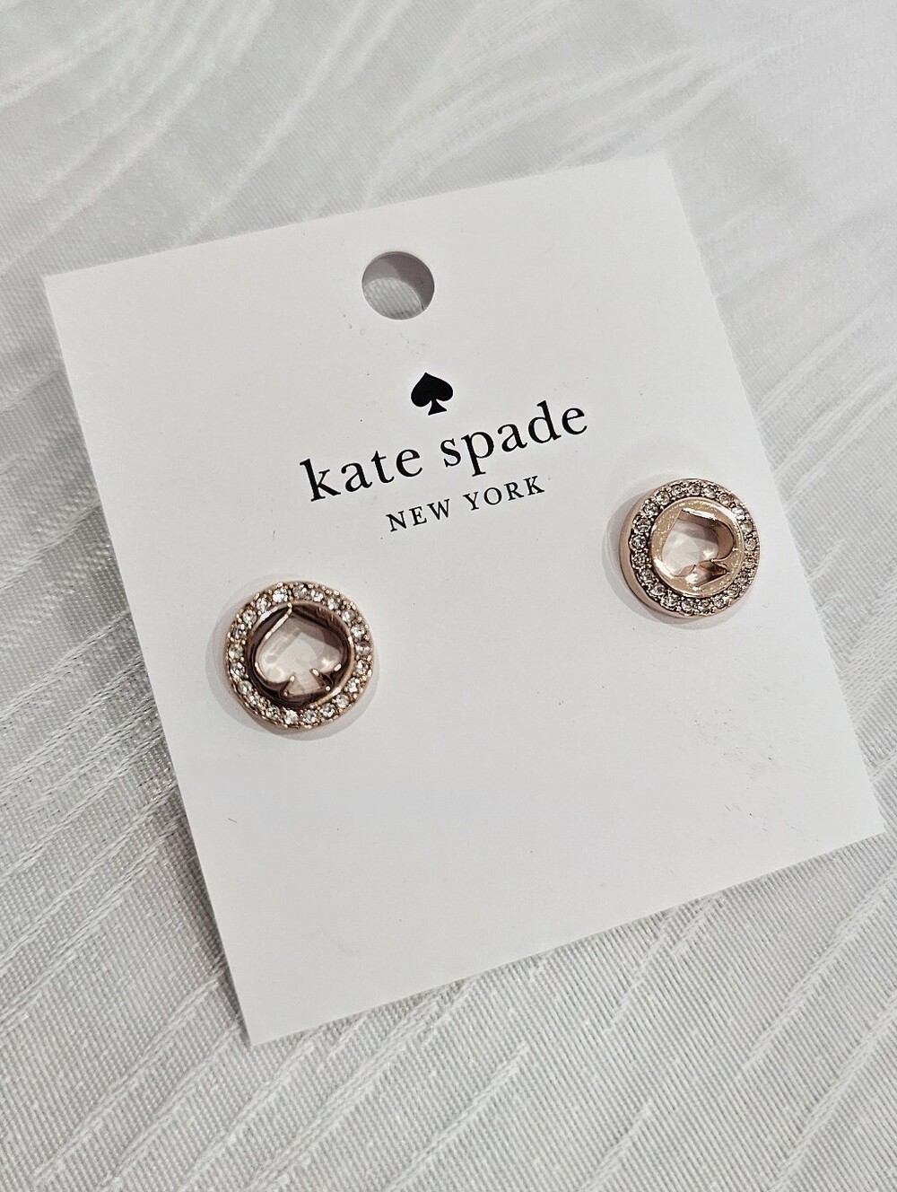 kate spade Rose Gold Spot the Spade Crystal Heart Halo Stud Earrings